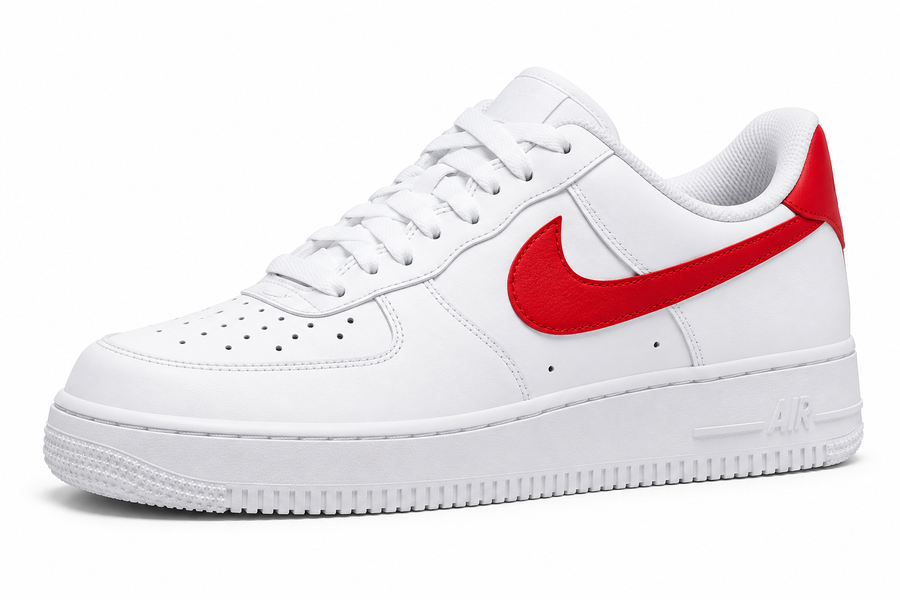 Nike Air Force 1 Low White-Red — 3/4 avant