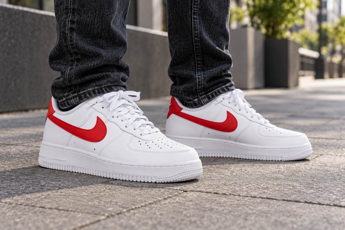 Nike Air Force 1 Low White-Red — porte