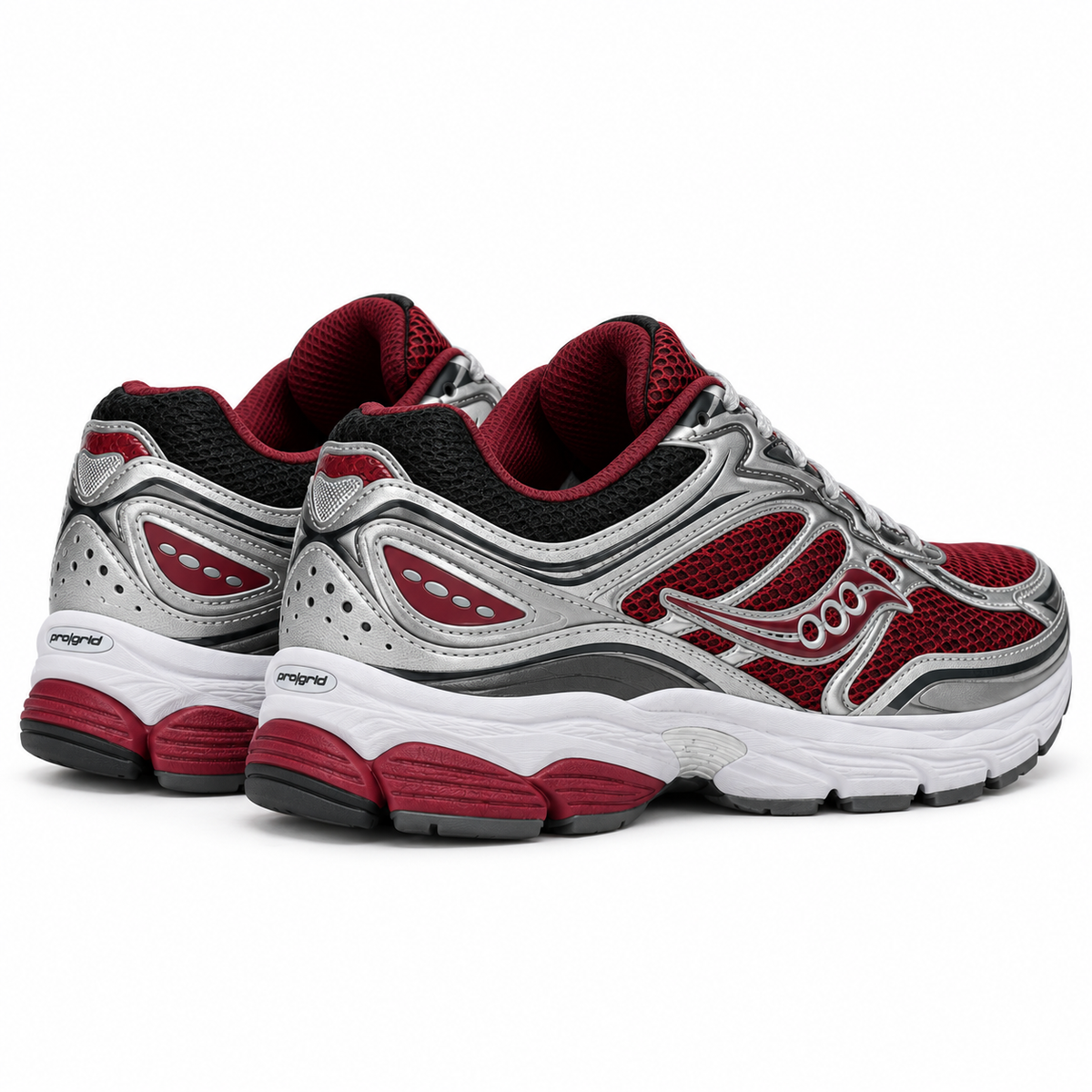 Saucony ProGrid Omni 9 | Argent / bordeaux | 3/4 arrière