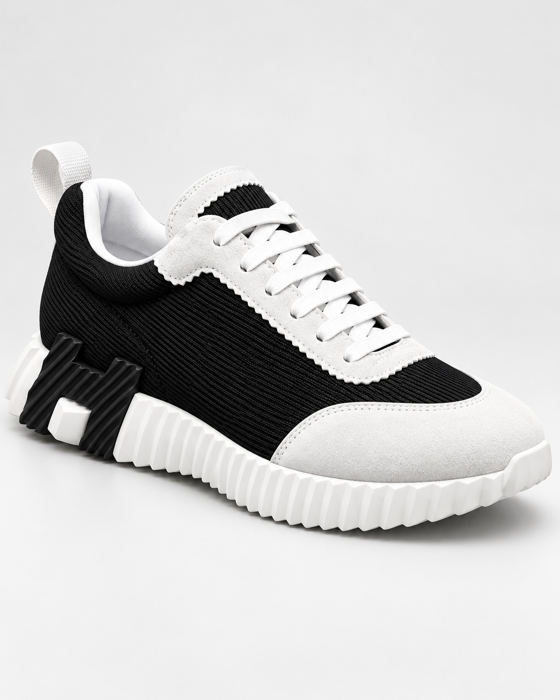 Hermès Bouncing Noir / Blanc textile — 3/4 avant