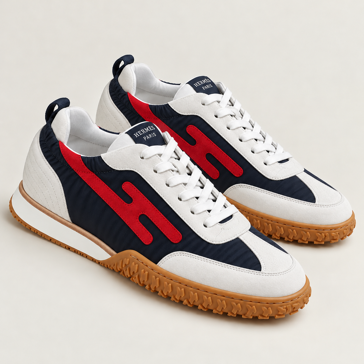 [color:Marine / Blanc / Rouge] Hermès Jet Marine / Blanc / Rouge — 3/4 avant