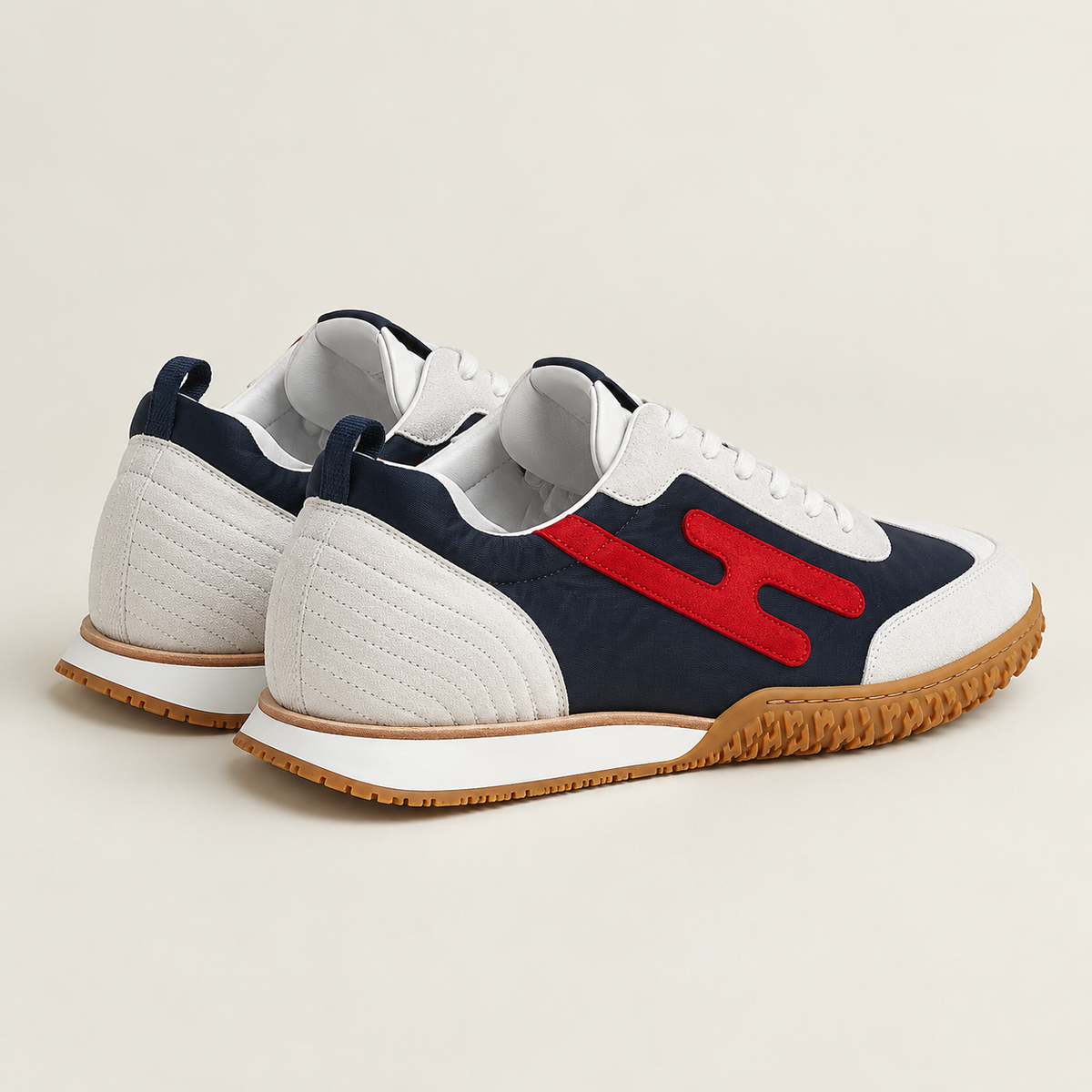 [color:Marine / Blanc / Rouge] Hermès Jet Marine / Blanc / Rouge — 3/4 arrière