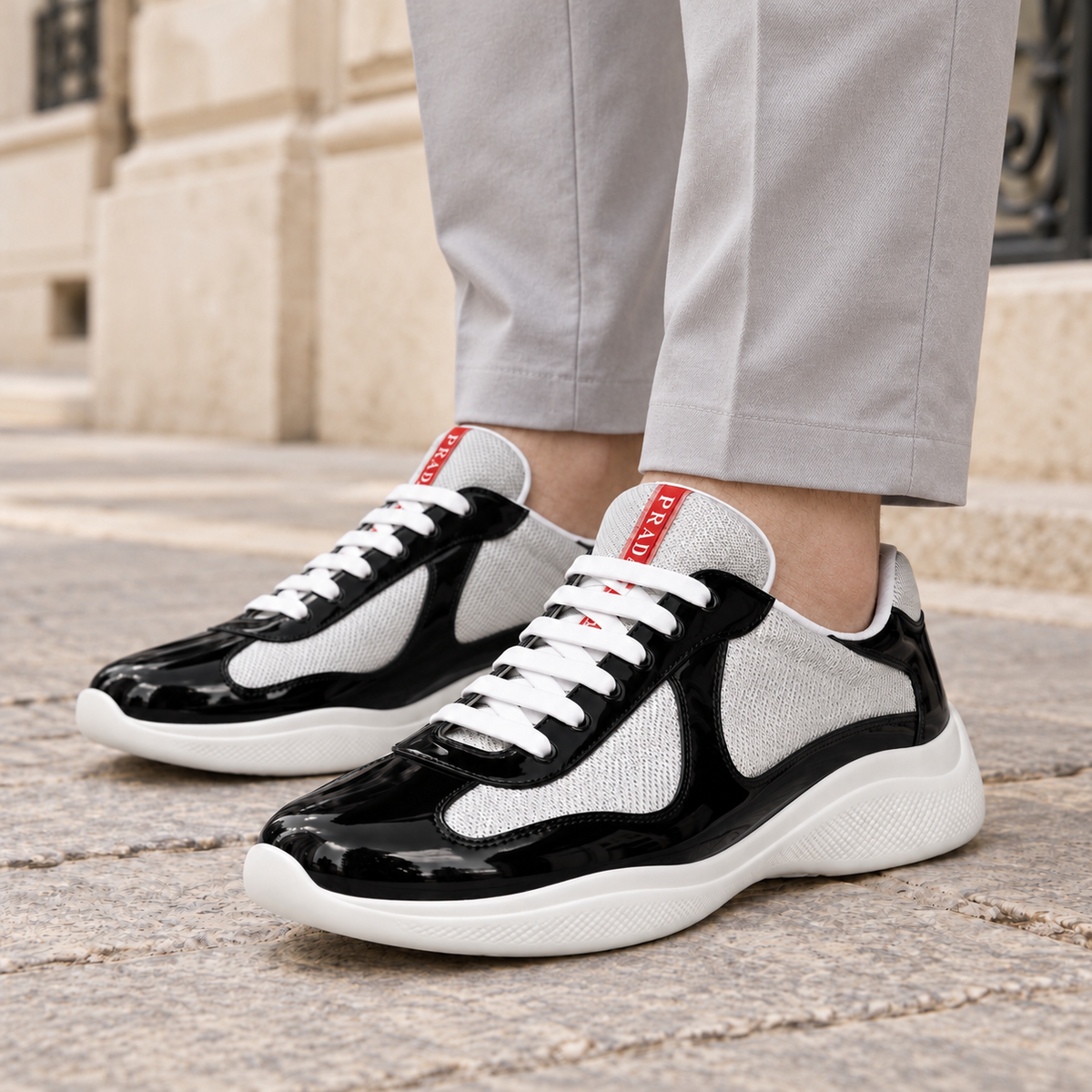 [color:Noir et argent] Prada — Sneakers America’s Cup | Porté