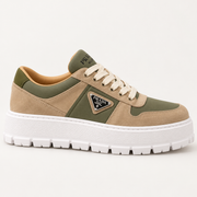 [color:Beige et kaki] Prada — Sneakers à semelle épaisse | Profil extérieur