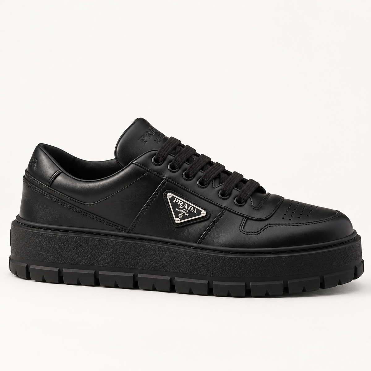[color:Noir intégral] Prada — Sneakers à semelle épaisse | Profil extérieur