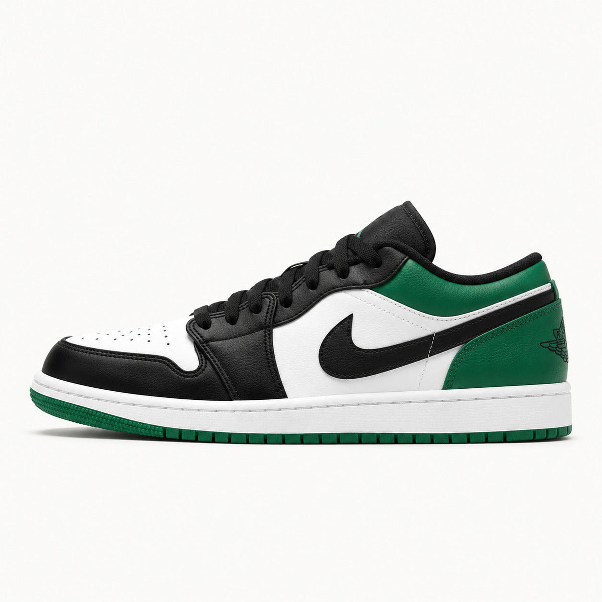 Air Jordan 1 Low | Noir, vert et blanc | Côté extérieur
