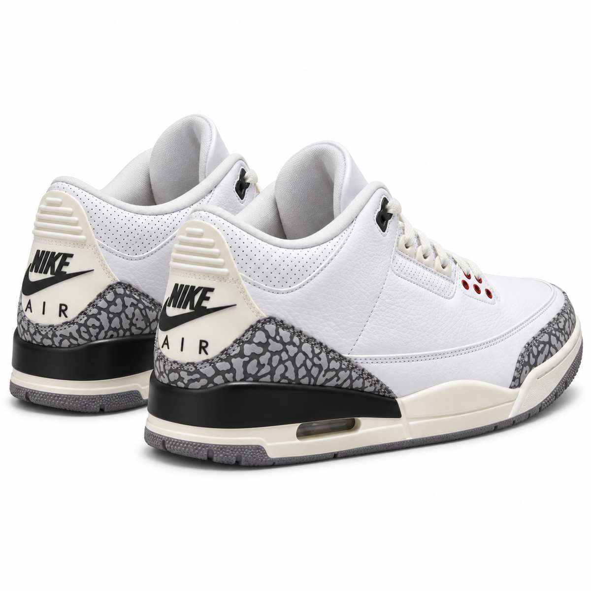 Air Jordan 3 Retro | Blanc / gris / crème | 3/4 arrière