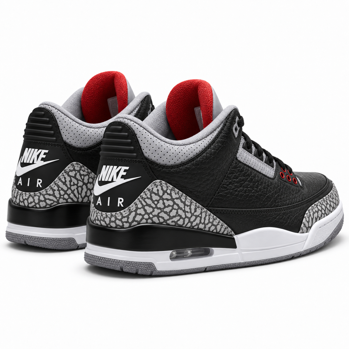 Air Jordan 3 Retro | Noir / gris / rouge | 3/4 arrière