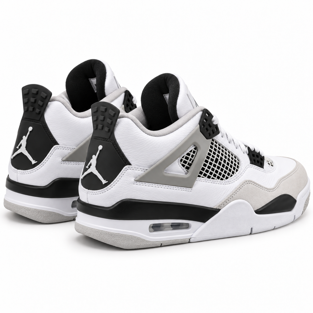 Air Jordan 4 Retro | Blanc / gris / noir | 3/4 arrière