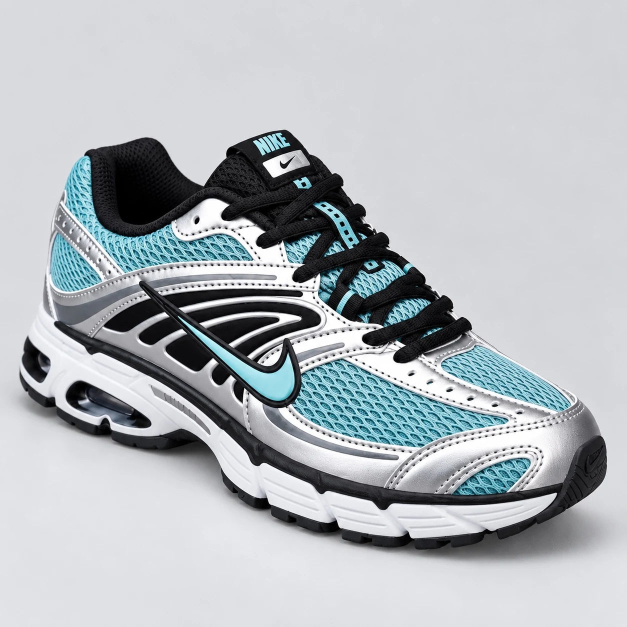 Nike Air Max Moto 2K Argent-vert — 3/4 avant