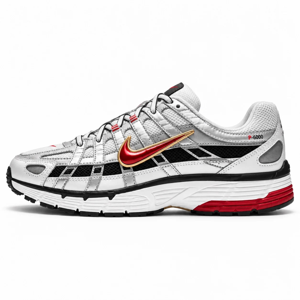 Nike P-6000 Argent-noir-rouge — Profil extérieur