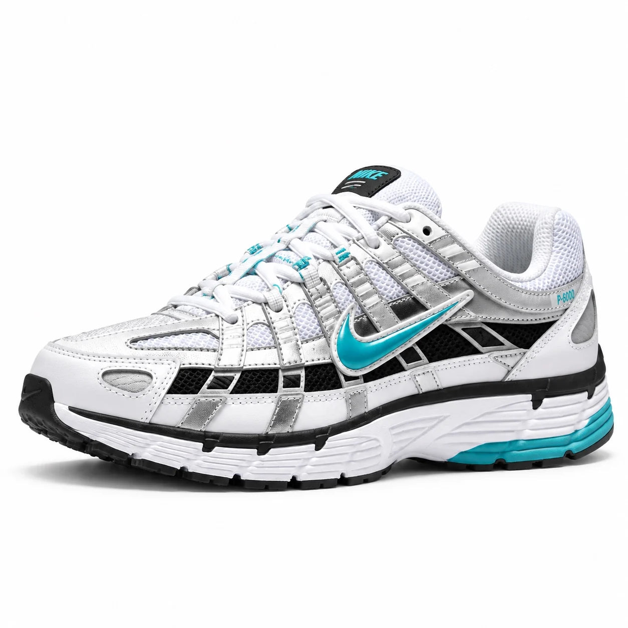 Nike P-6000 Argent-noir-turquoise — 3/4 avant