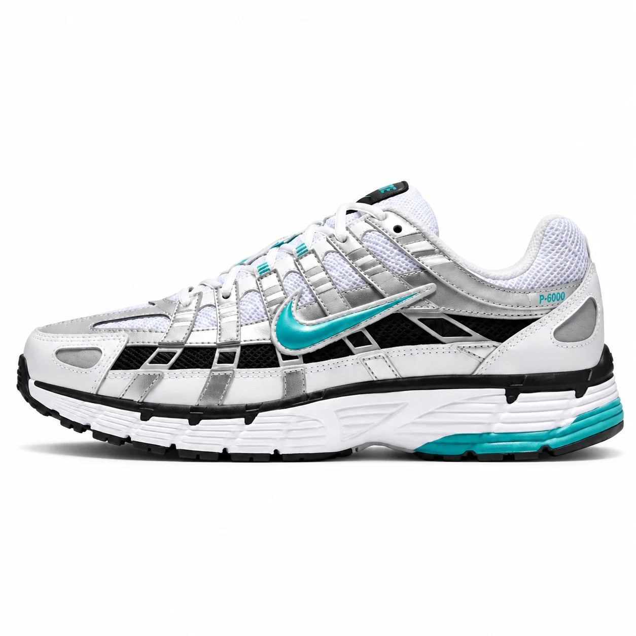 Nike P-6000 Argent-noir-turquoise — Profil extérieur