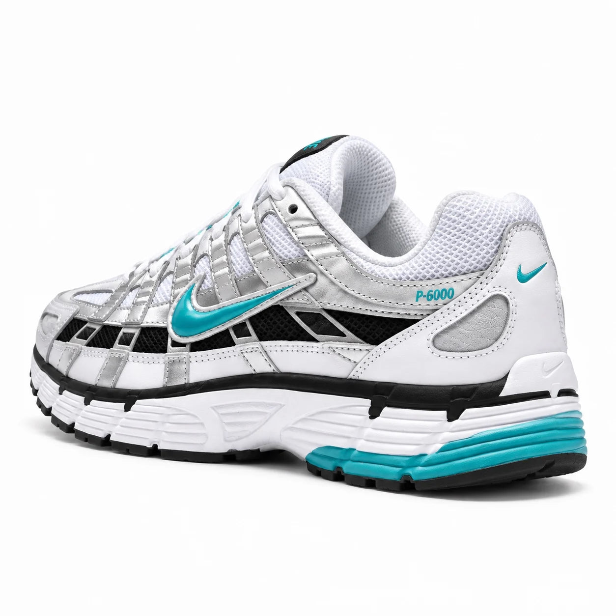 Nike P-6000 Argent-noir-turquoise — 3/4 arrière