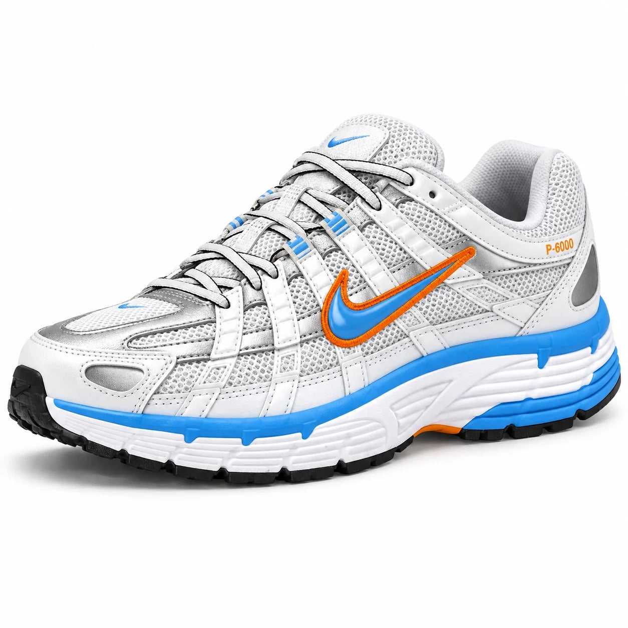 Nike P-6000 Blanc-bleu ciel-orange — 3/4 avant