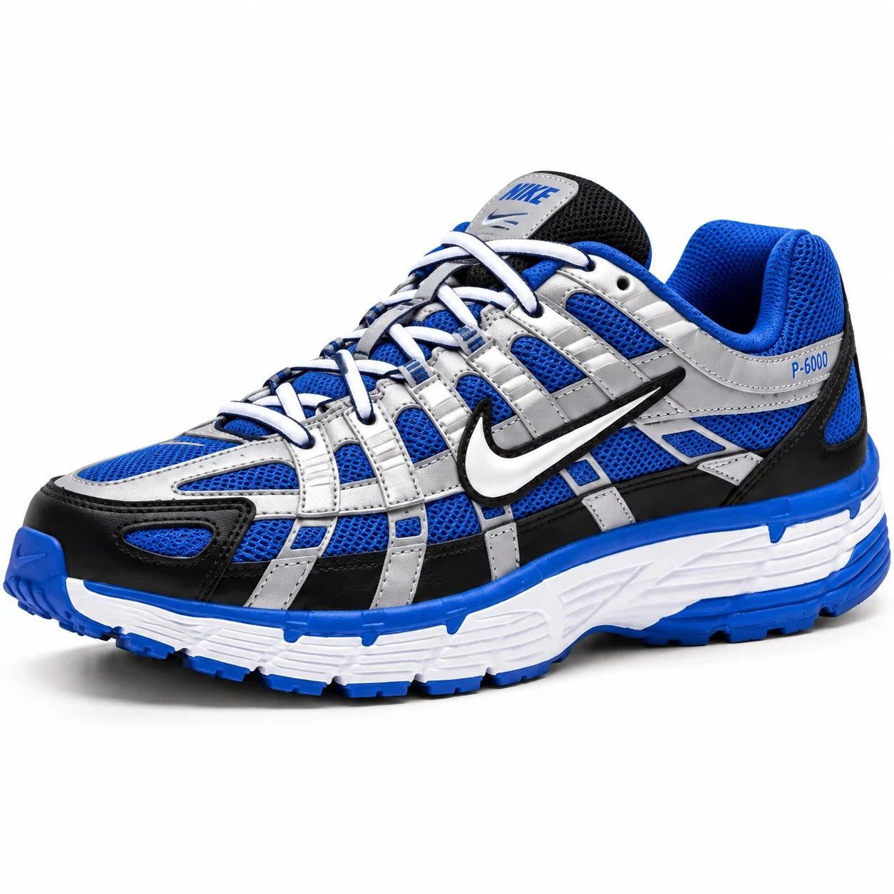 Nike P-6000 Bleu royal-argent-noir — 3/4 avant